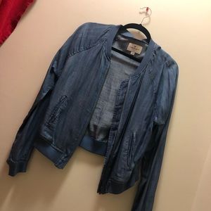 Faux Denim Light Weight Bomber